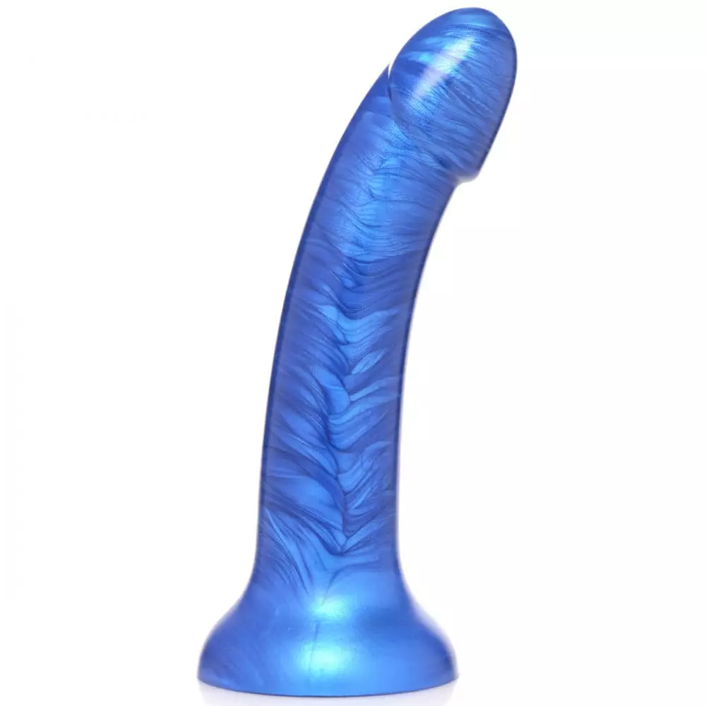 Simply Sweet Metallic 7 inch Silicone Dildo In Blue